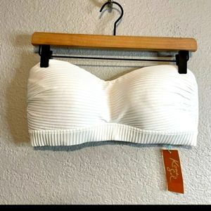 Kona Sol Strapless Ribbed Bandeau Bikini Swim Top